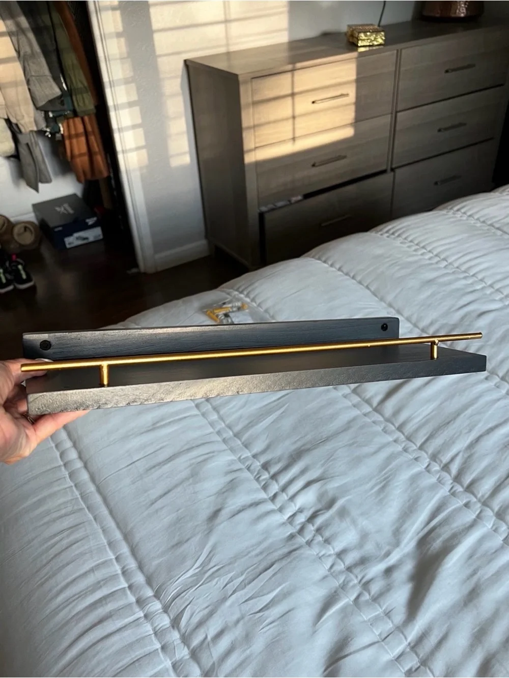 West elm minimalist black gold mini shelves set of two
